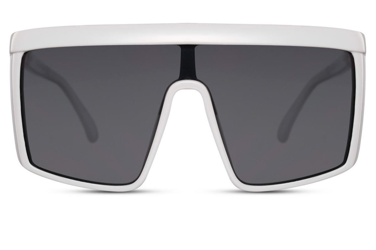 Γυαλιά ηλίου unisex Oversized με μαύρο φακό και λευκό σκελετό blue2612