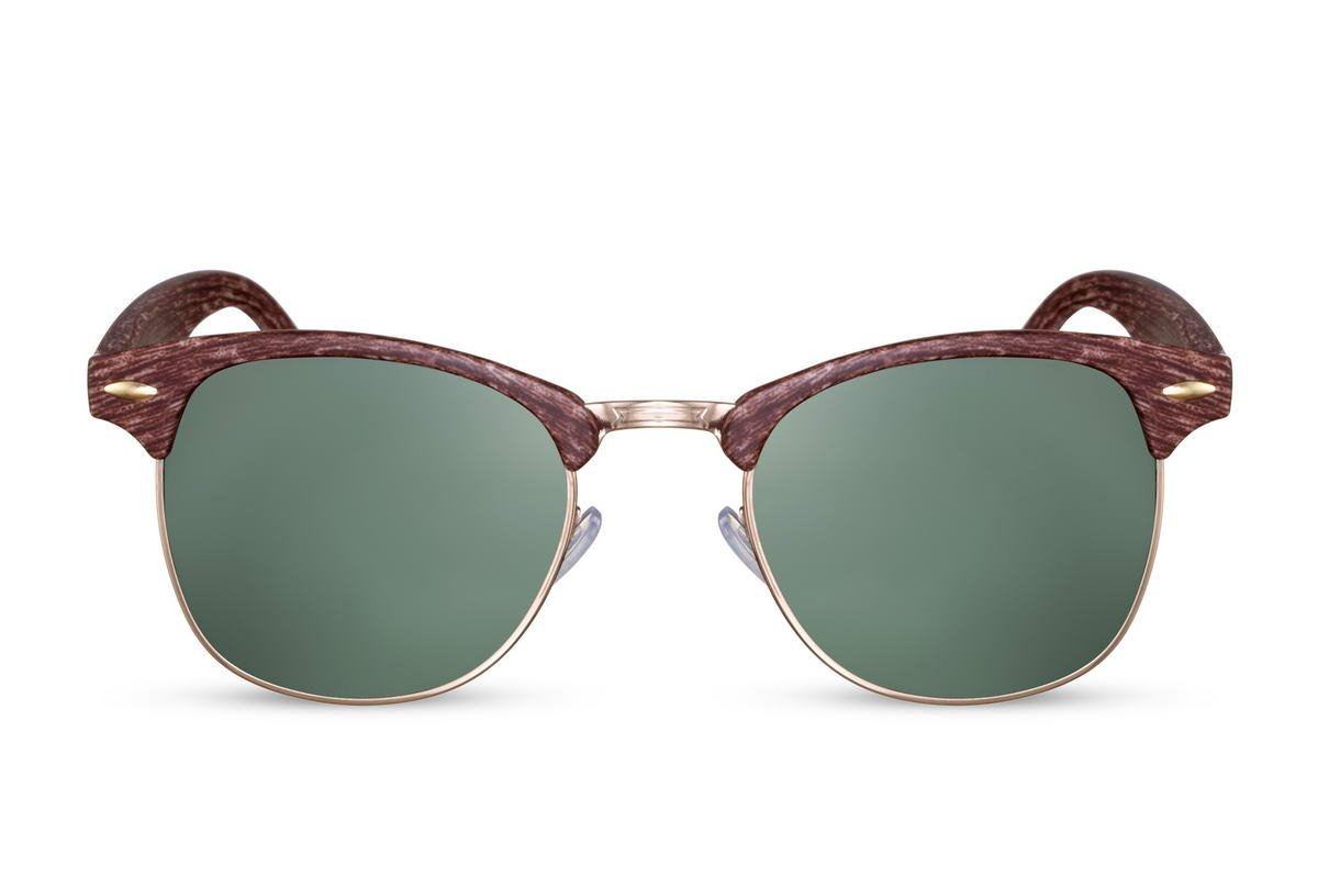 Unisex με καφέ Woodlook σκελετό και πράσινο φακό 470
