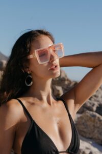 Oversized μπεζ σκελετός ημιδιάφανος φακός 6406 Oversized μπεζ σκελετός ημιδιάφανος φακός 6406